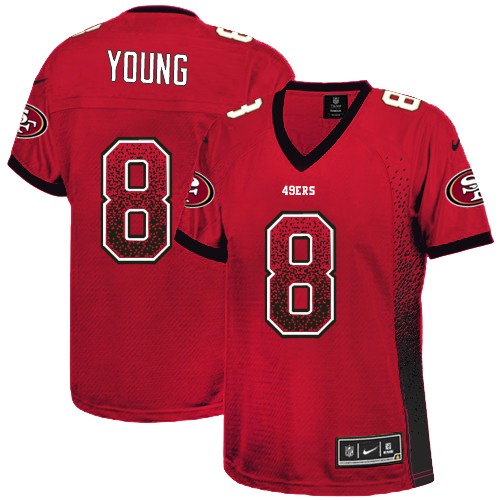 Women's Elite Steve Young Nike Jersey Red - #8 Drift Fashion NFL San Francisco 49ers
